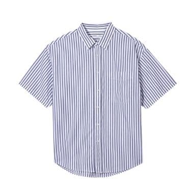 ストライプシャツ 涼感半袖ゆったりストライプシャツ