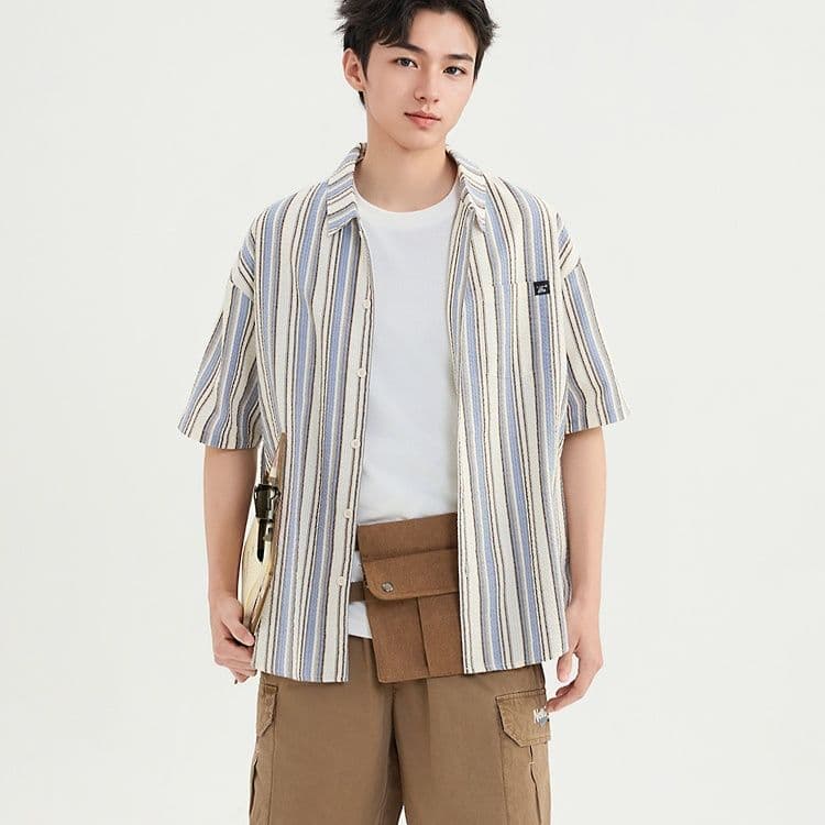 ストライプシャツ 涼やか縦縞半袖シャツ