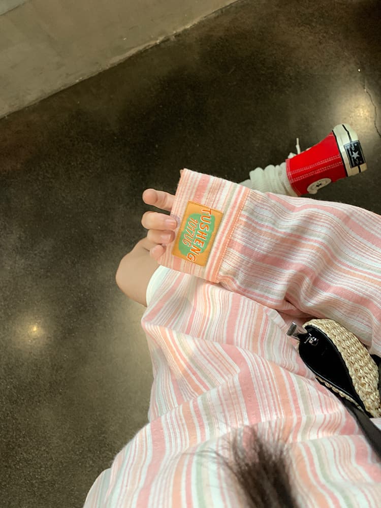 ストライプシャツ 透け感ストライプオーバーシャツ