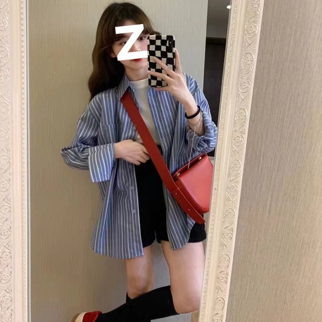 ストライプ シャツ シンプルストライプロングシャツ
