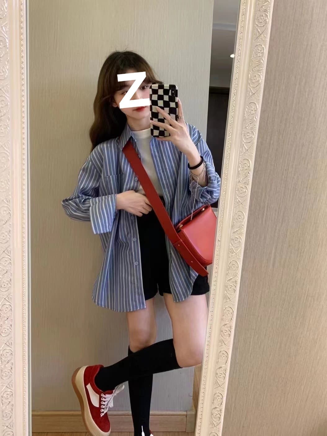 ストライプ シャツ シンプルストライプロングシャツ